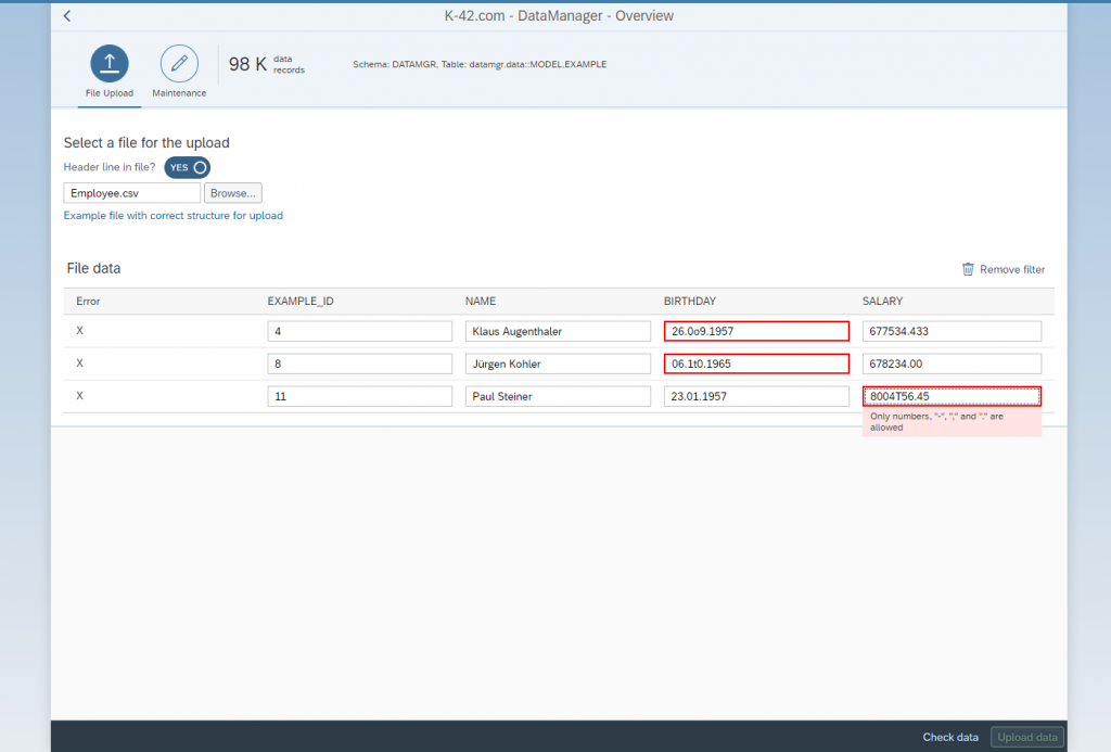 SAP HANA Flat File Upload & se16Datenpflege im  Intellify GmbH